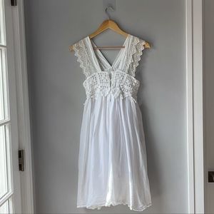 Anthropologie Place Nationale Antipolis Lace Crochet White Boho Dress